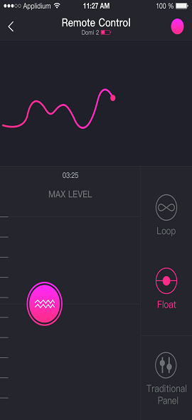 D'Lovense Remote App Screenshot Tippen a Rutsch Fernbedienung.