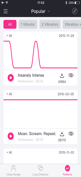 D'Lovense Remote App Screenshot create unlimited patterns.