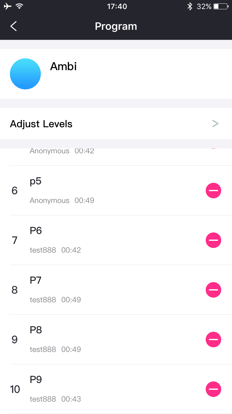 D'Lovense Remote App Screenshot: bis zu 10 Programméierungsmuster